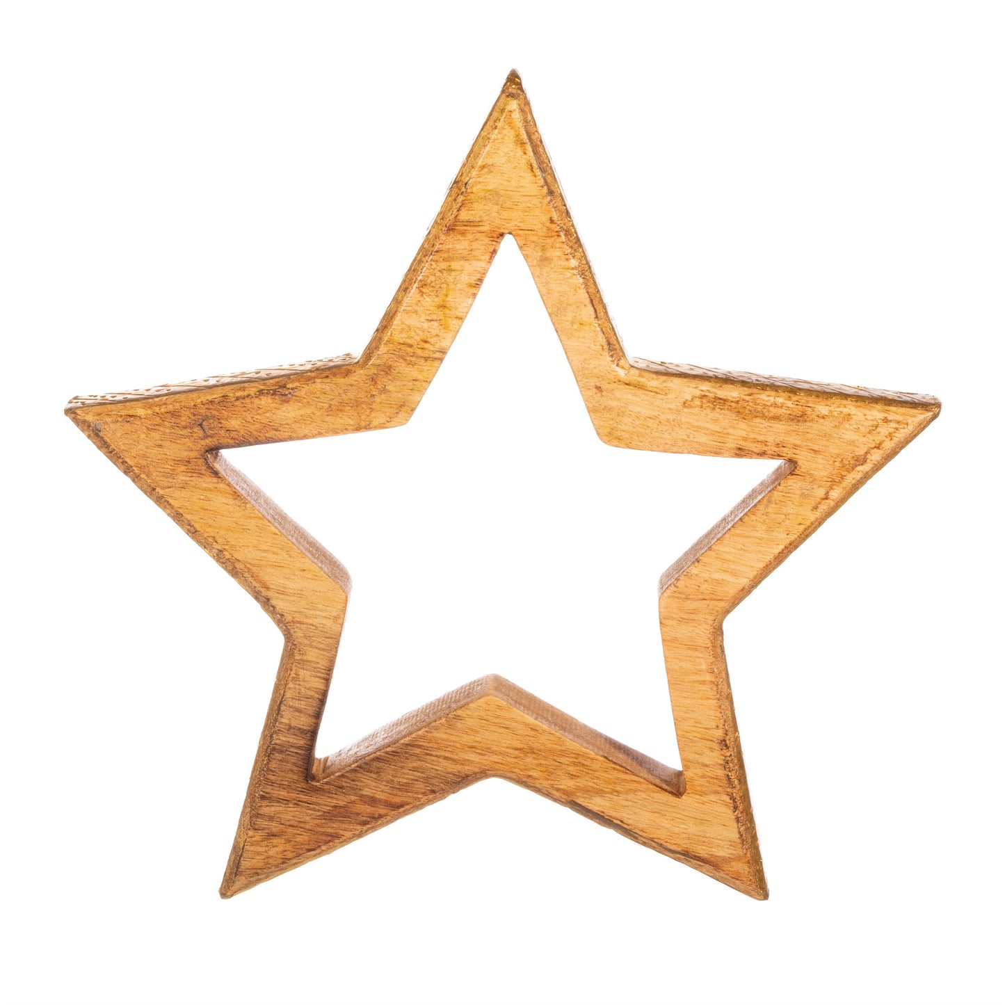 Wooden Star with Golden Edge Christmas Decoration (Small, Med or Large)