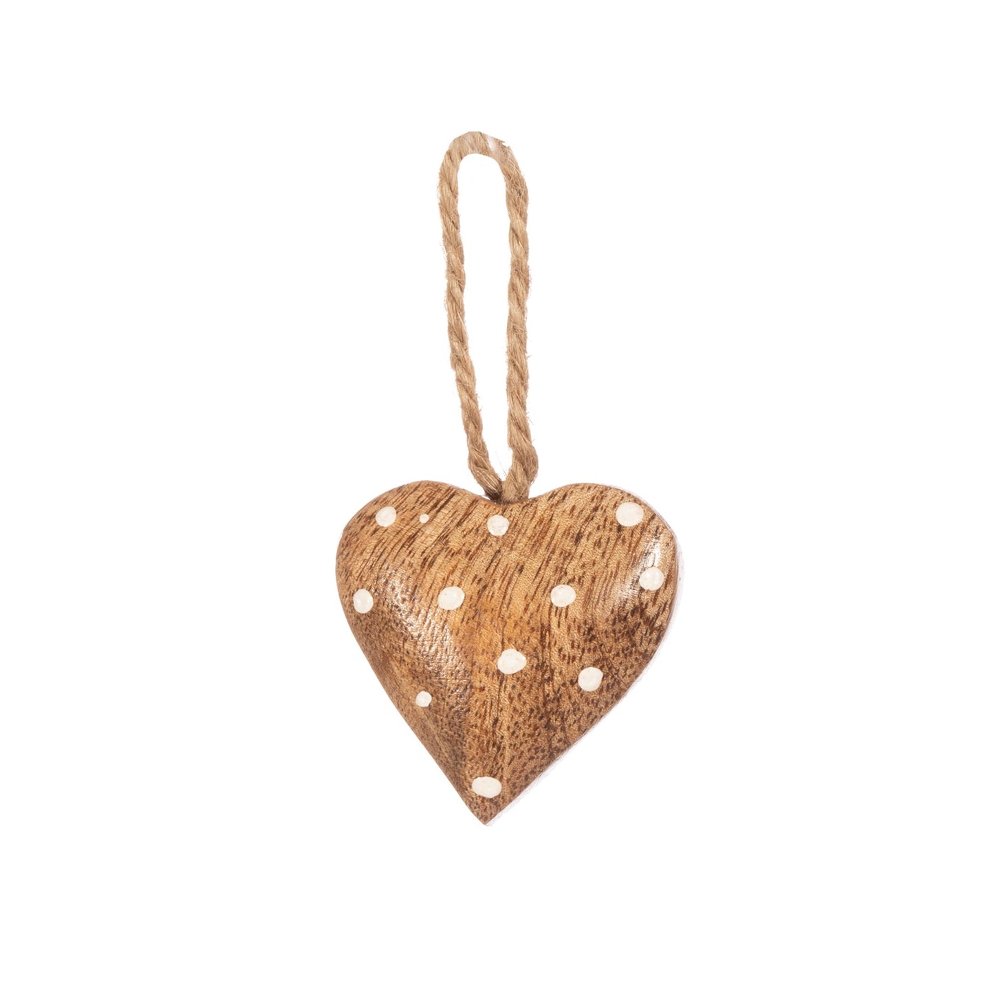 Wooden Heart with White Polka Dots Christmas Decoration