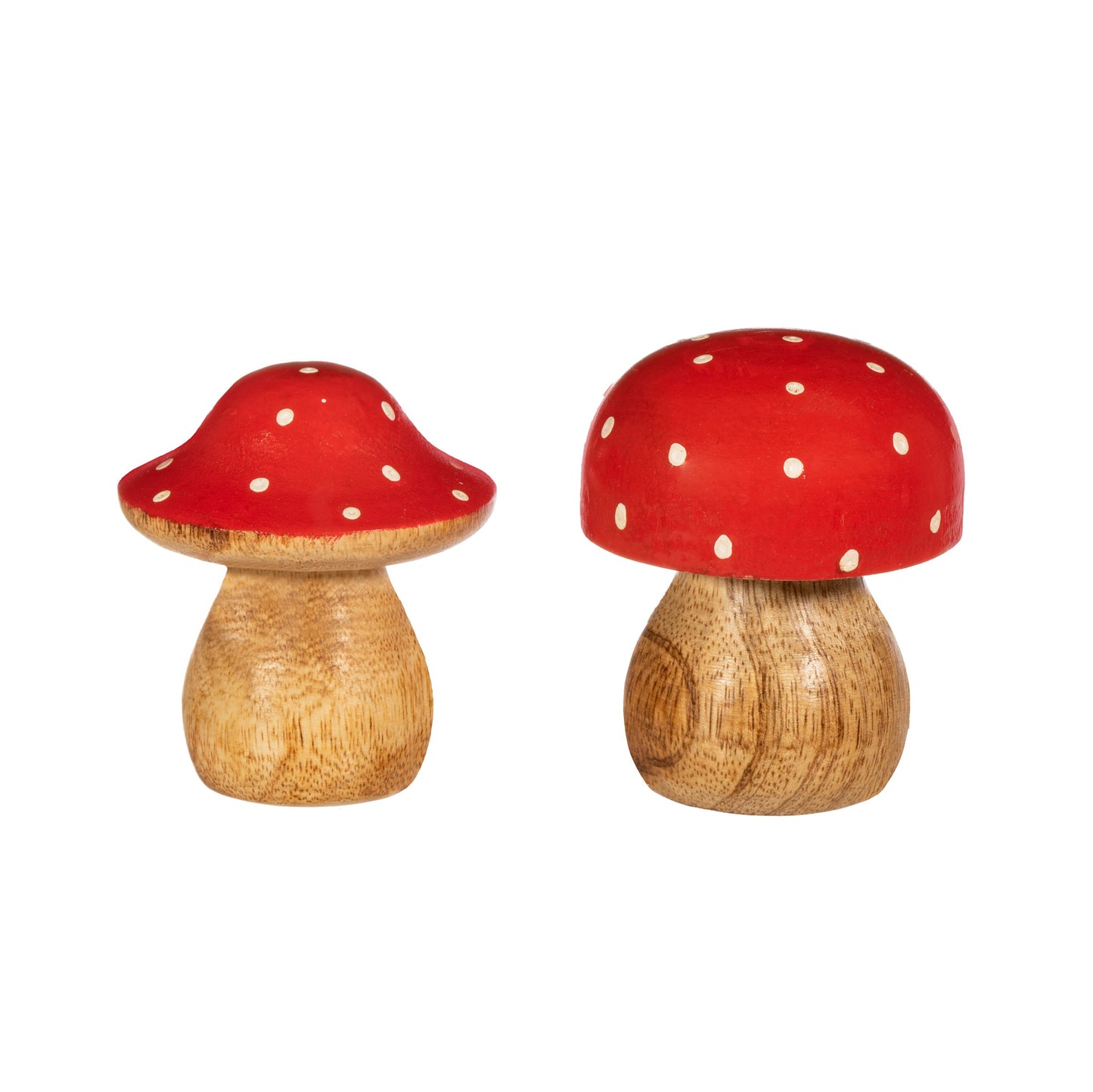 Red & White Polka Dot Wooden Mushroom Toadstool Christmas Ornaments