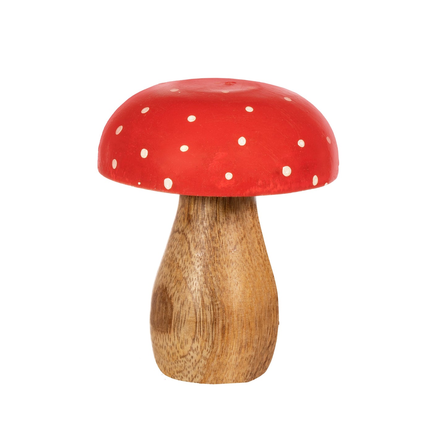 Red & White Polka Dot Wooden Mushroom Christmas Ornament