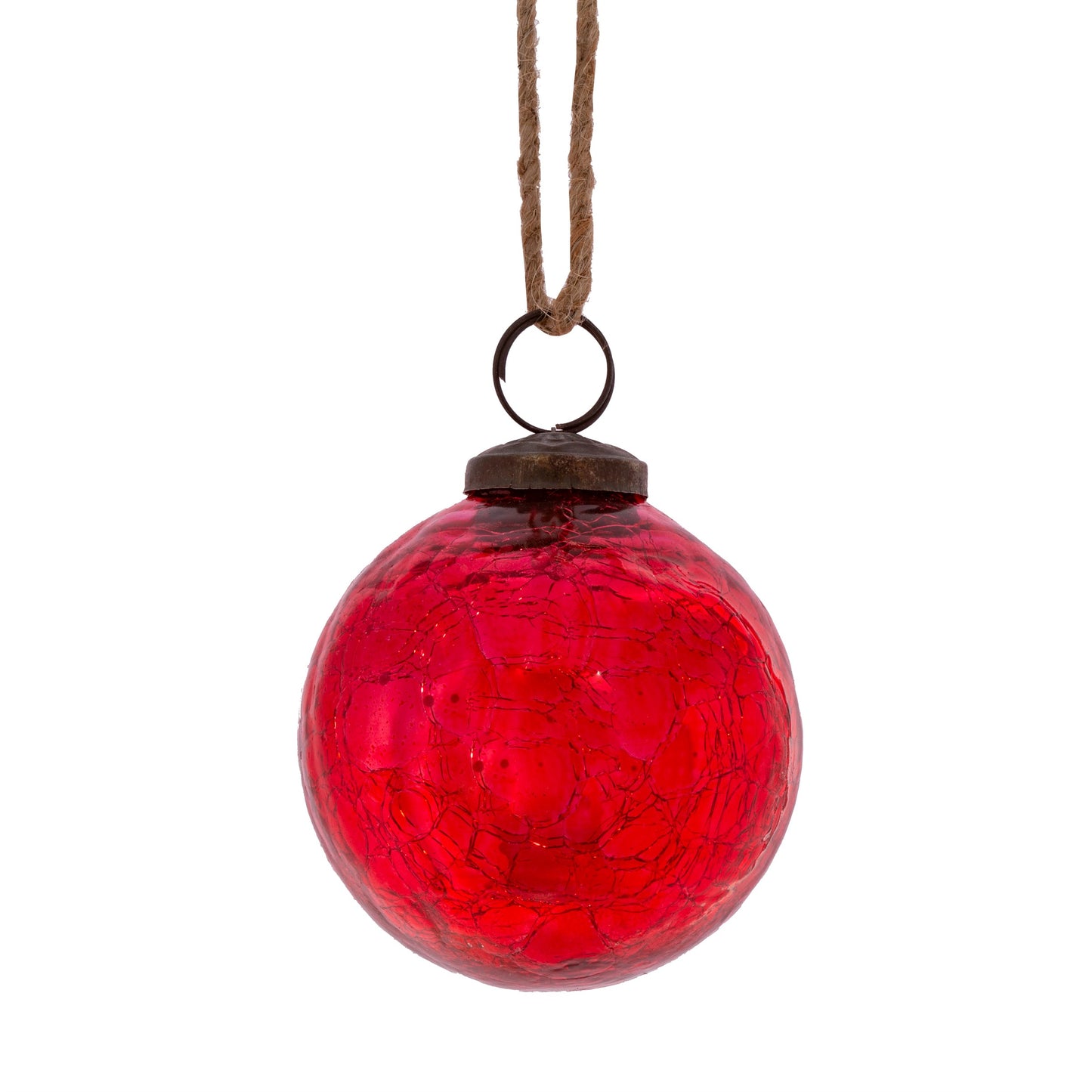 Crackle Glass Christmas Tree Baubles (Red, Green, Silver, Gold, Copper)