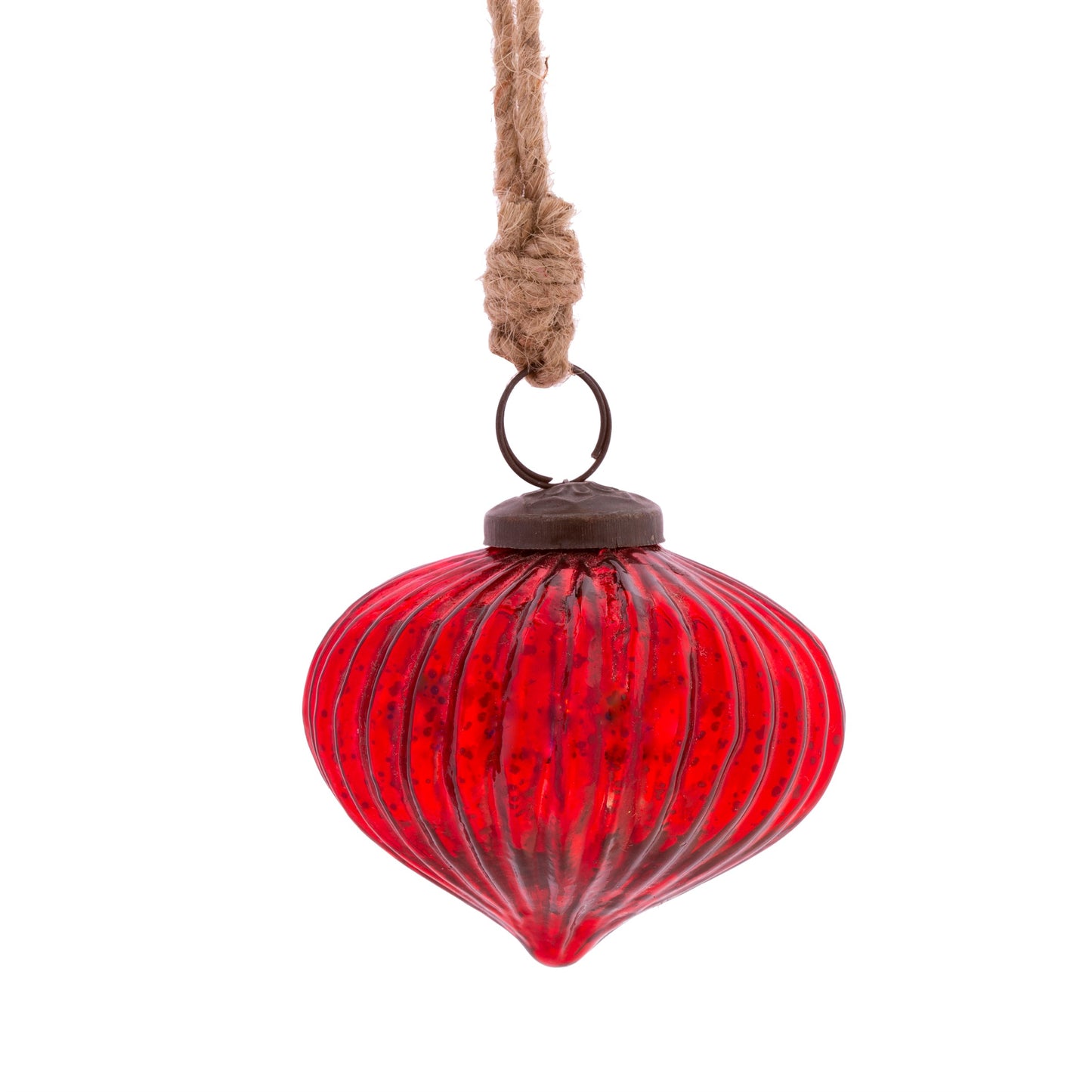 Crackle Glass Onion Shaped Christmas Tree Baubles (Red, Green, Silver, Gold, Copper)