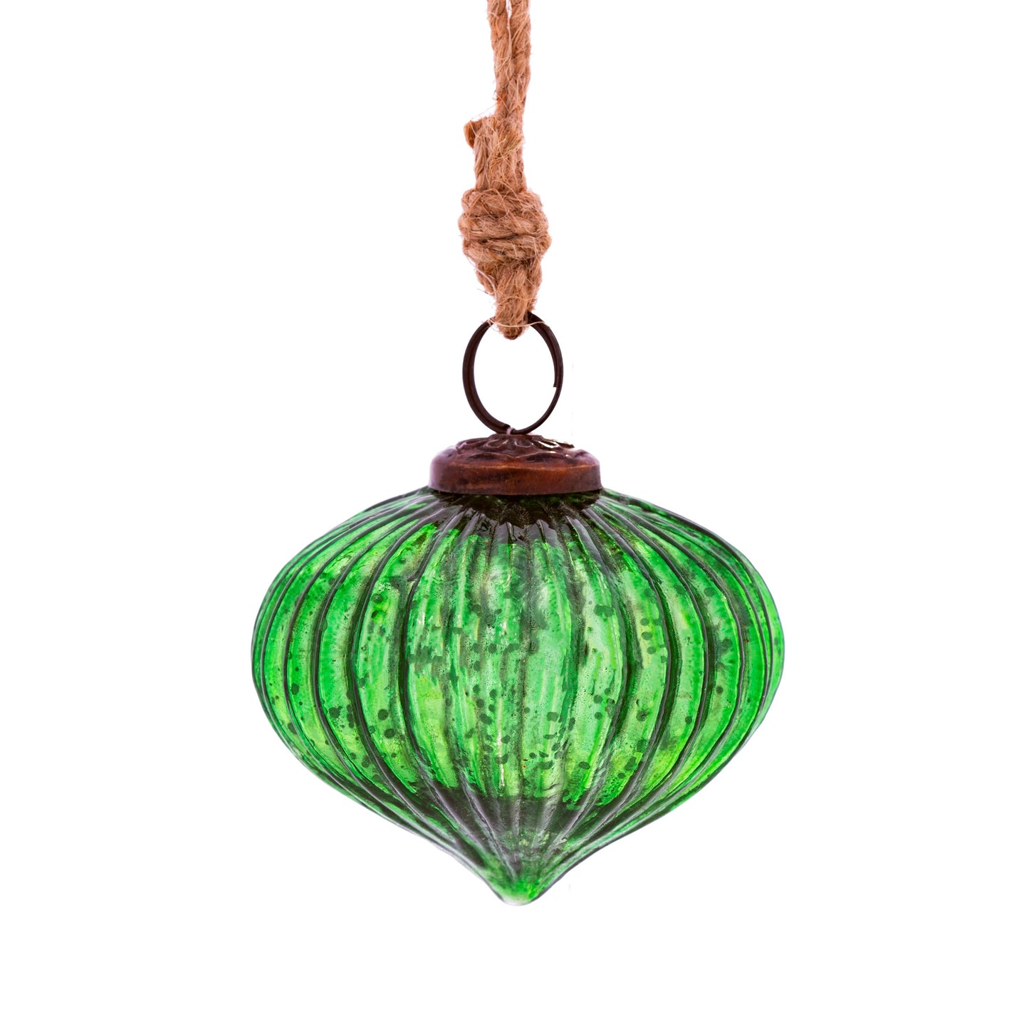 Crackle Glass Onion Shaped Christmas Tree Baubles (Red, Green, Silver, Gold, Copper)