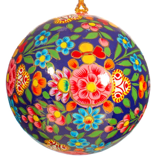 Kashmiri Floral Papier-mâché Christmas Tree Decorations