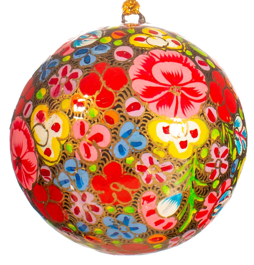 Kashmiri Floral Papier-mâché Christmas Tree Decorations