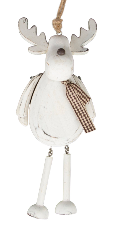 Rustic Reindeer Christmas Tree Decorations (White or Brown)