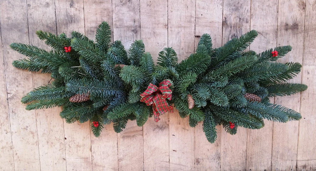 Noble Fir Mantle with Tartan Ribbon