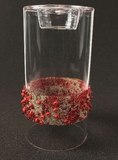Tall Red Beaded Tealight Holders