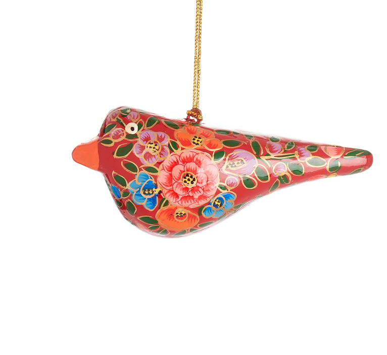 Kashmiri Festive Birds Papier-mâché Christmas Tree Decorations