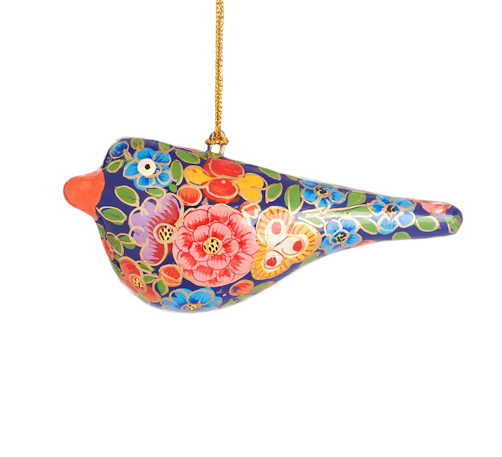Kashmiri Festive Birds Papier-mâché Christmas Tree Decorations