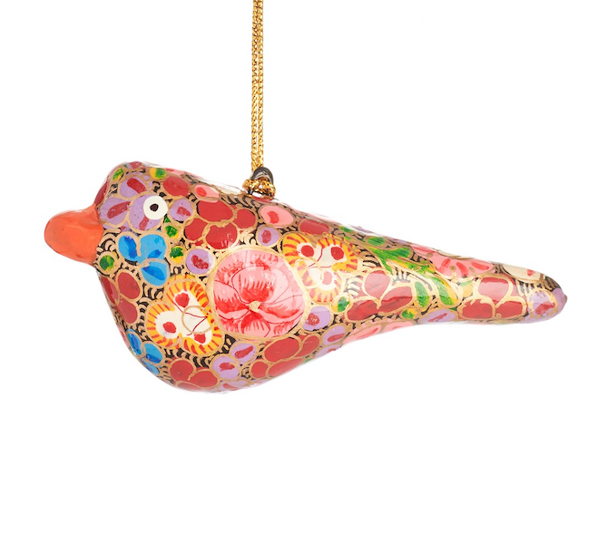 Kashmiri Festive Birds Papier-mâché Christmas Tree Decorations