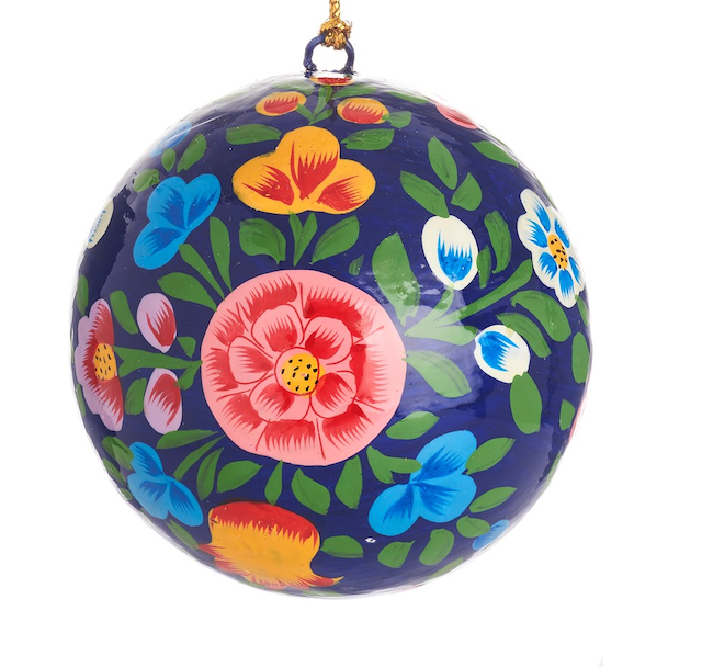 Kashmiri Folk Floral Papier-mâché Christmas Tree Decorations