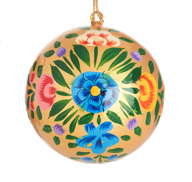 Kashmiri Folk Floral Papier-mâché Christmas Tree Decorations