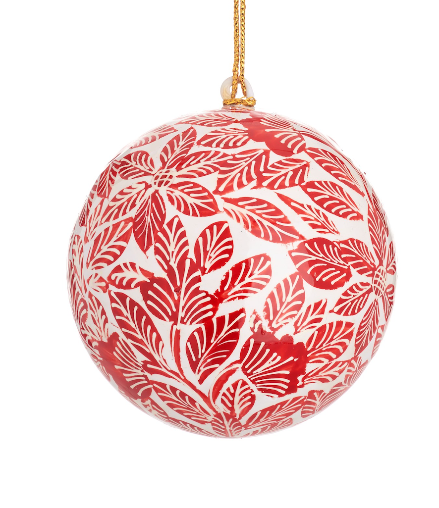 Kashmiri Leaf Pattern Papier-mâché Christmas Tree Baubles