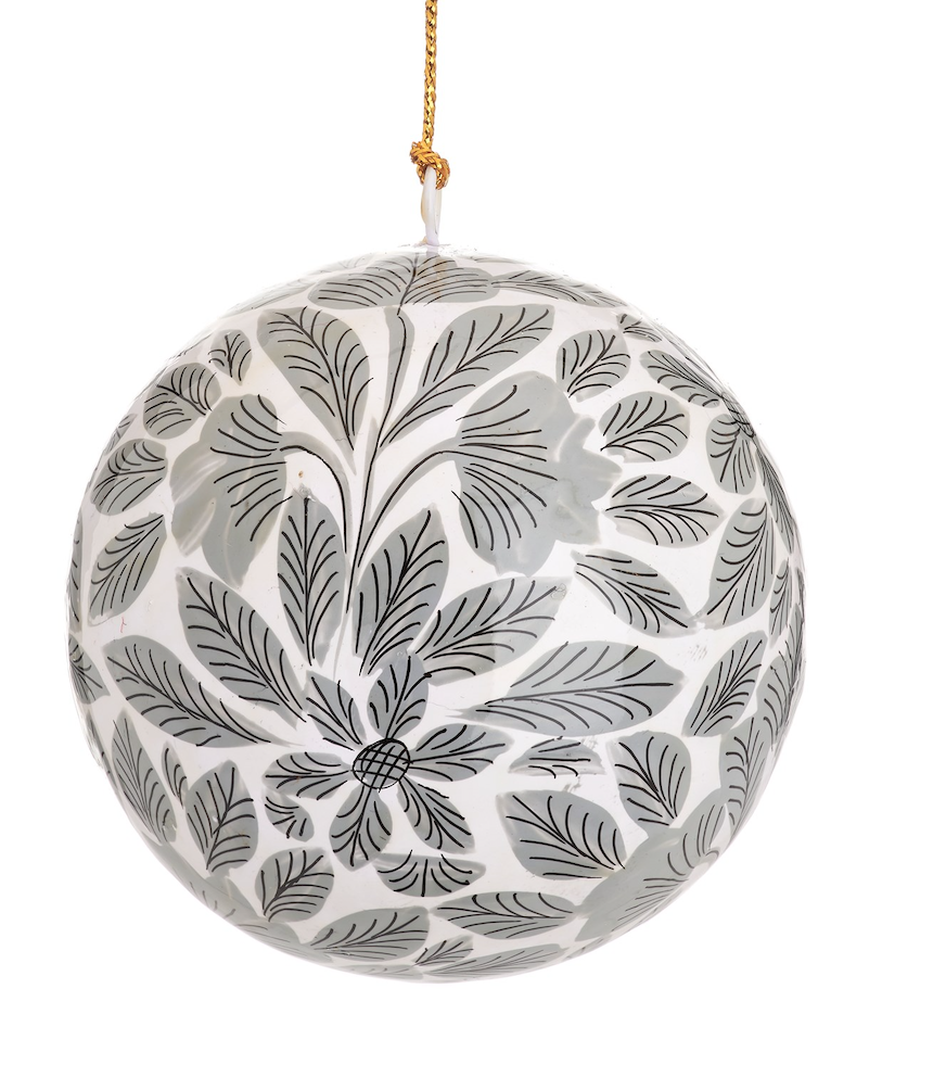 Kashmiri Leaf Pattern Papier-mâché Christmas Tree Baubles