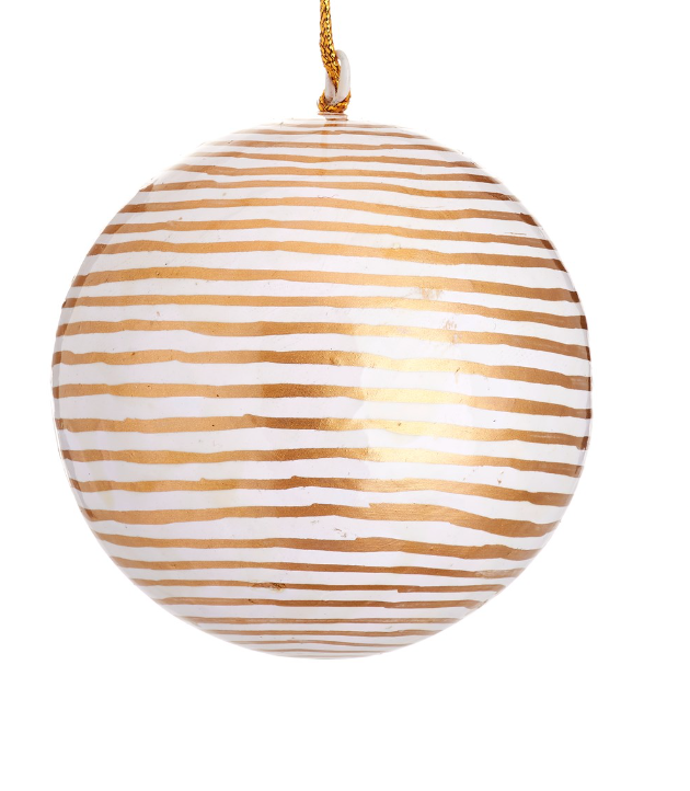 White & Gold Design Papier-mâché Christmas Tree Baubles