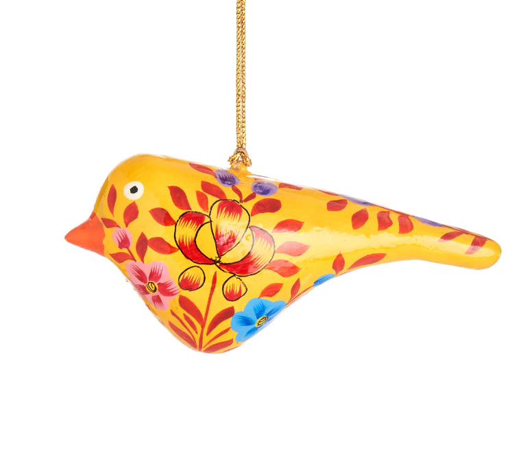 Kashmiri Floral Birds Papier-mâché Christmas Tree Decorations