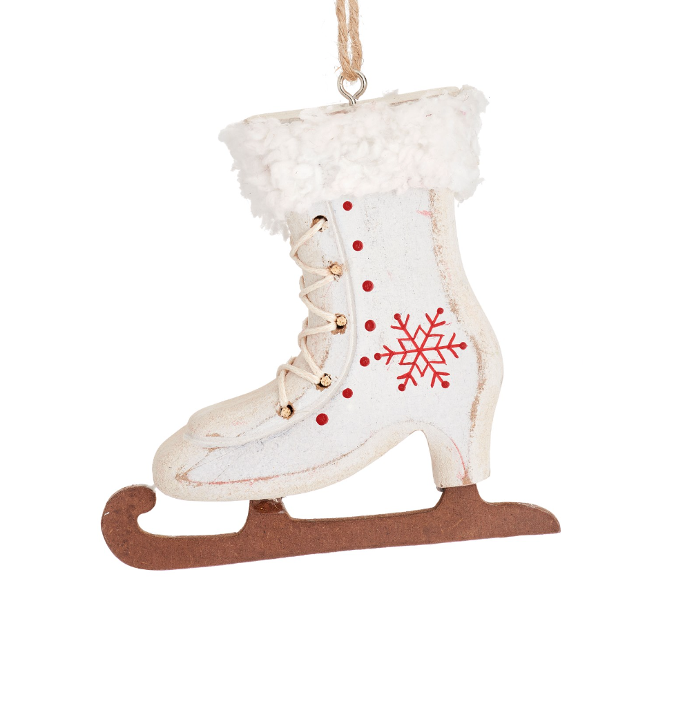 Wooden Ice Skates Christmas Tree Decorations (Red or White)