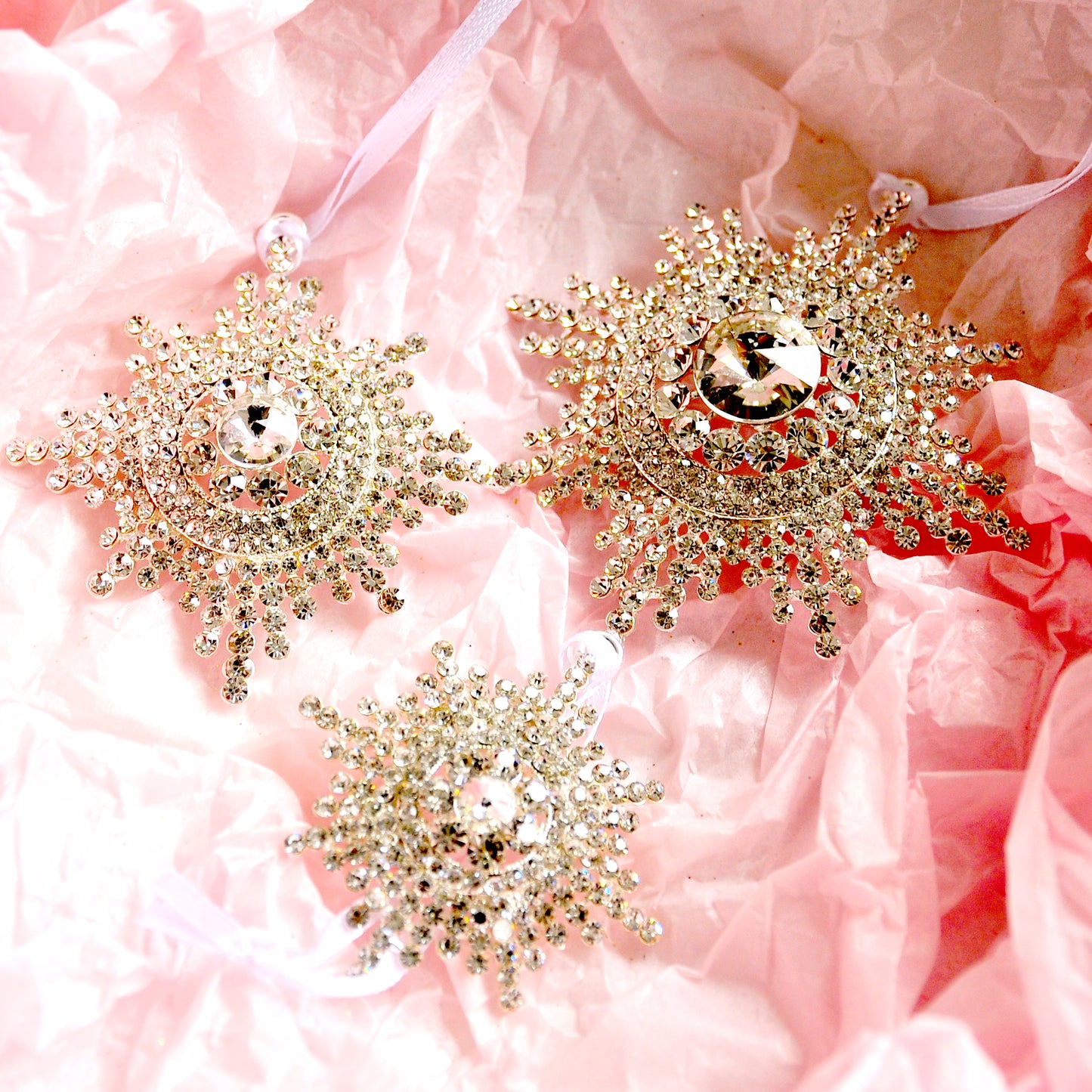 Diamante Jewel Starbursts Christmas Tree Decorations