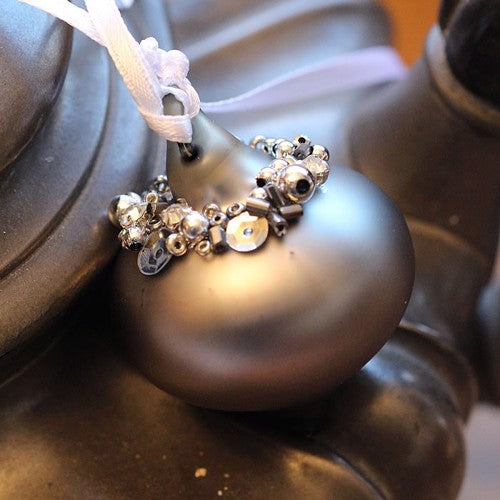 Matt Iron Coloured Glass Christmas Tree Decoration with Beading (Sultan 4cm)