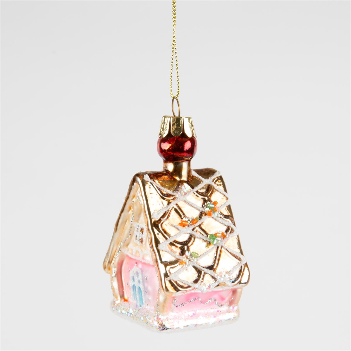 Calling all princesses! This magical Christmas bauble is for you - shaped like a Gingerbread house and decorated with delicate touches of glitter and jewels.
