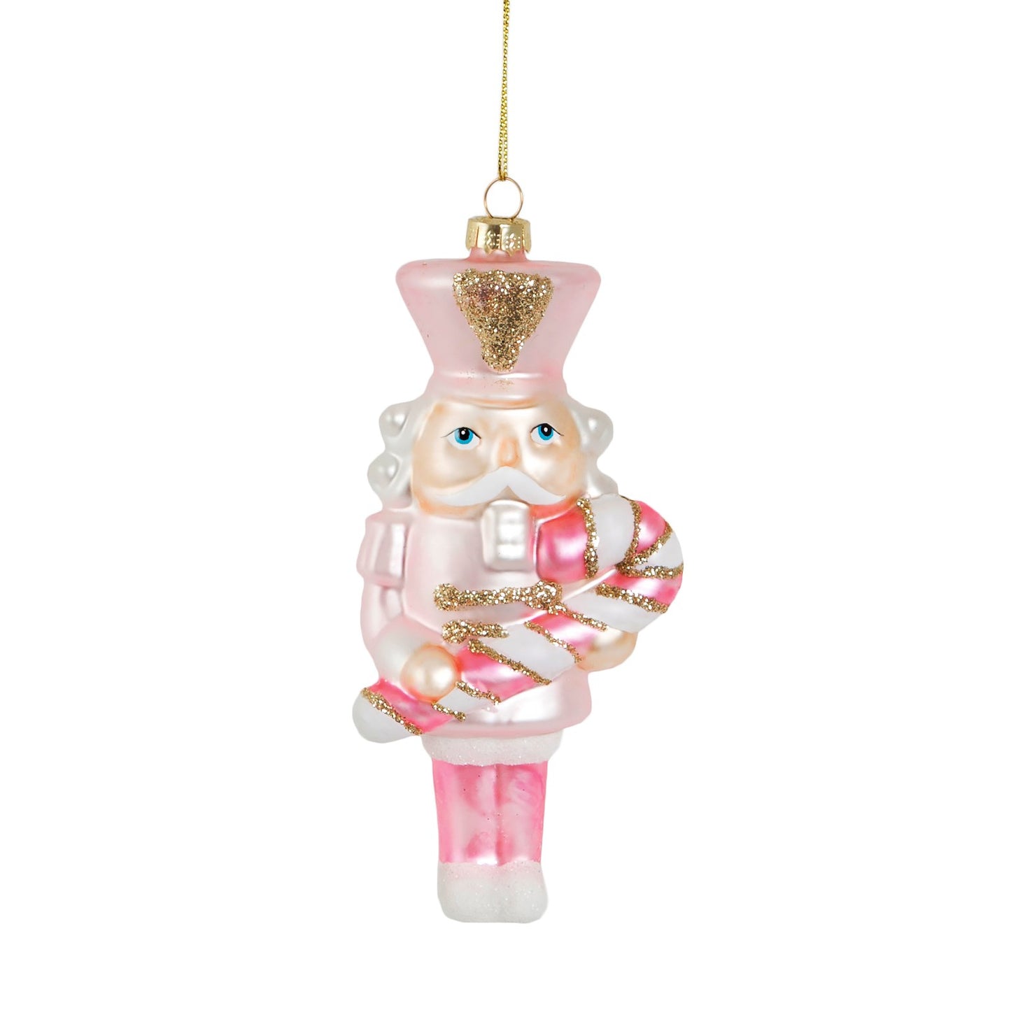 Pink Candy Cane Nutcracker Hanging Decoration for your Christmas Tree.