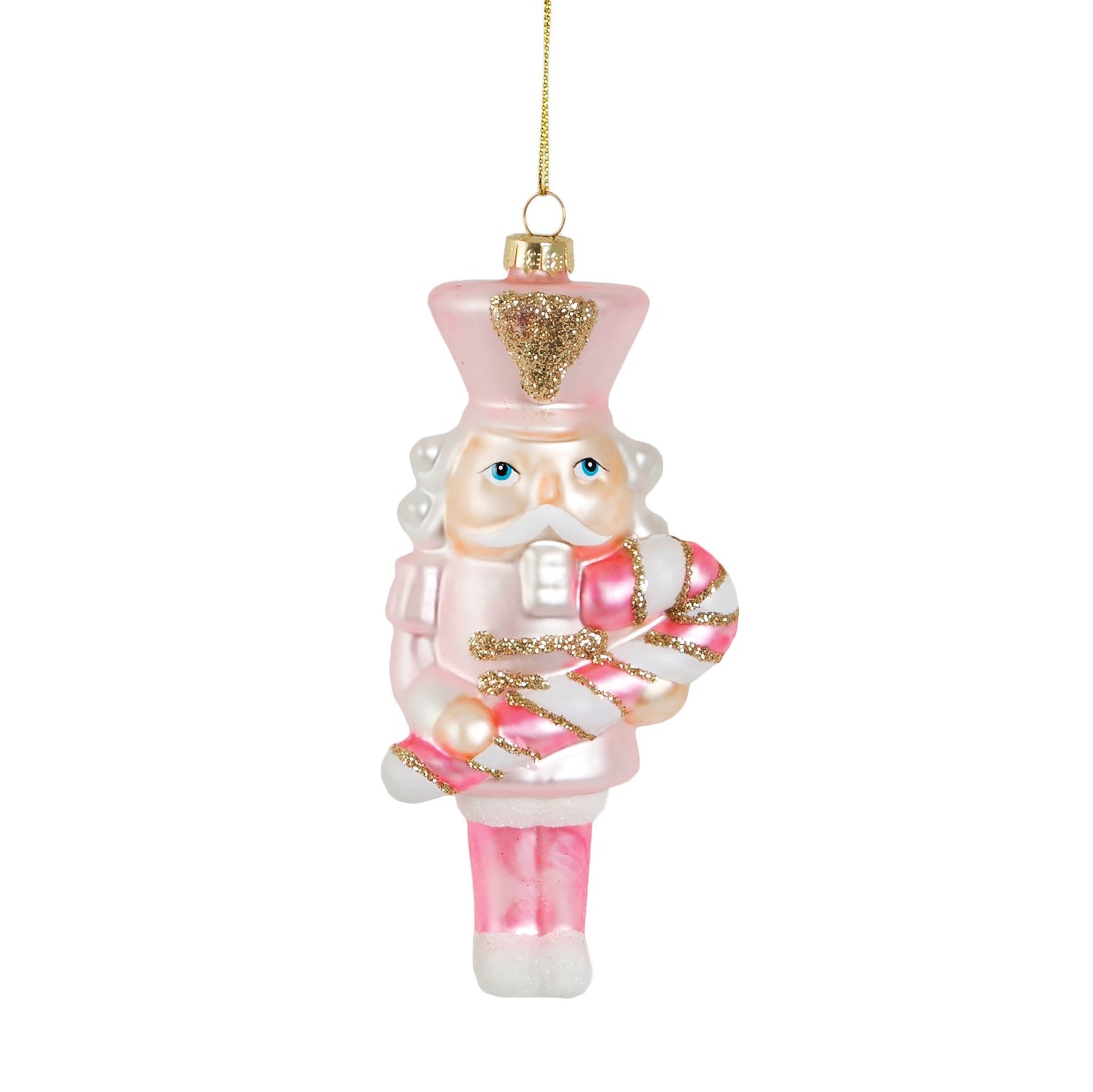 Pink Candy Cane Nutcracker Hanging Decoration for your Christmas Tree.
