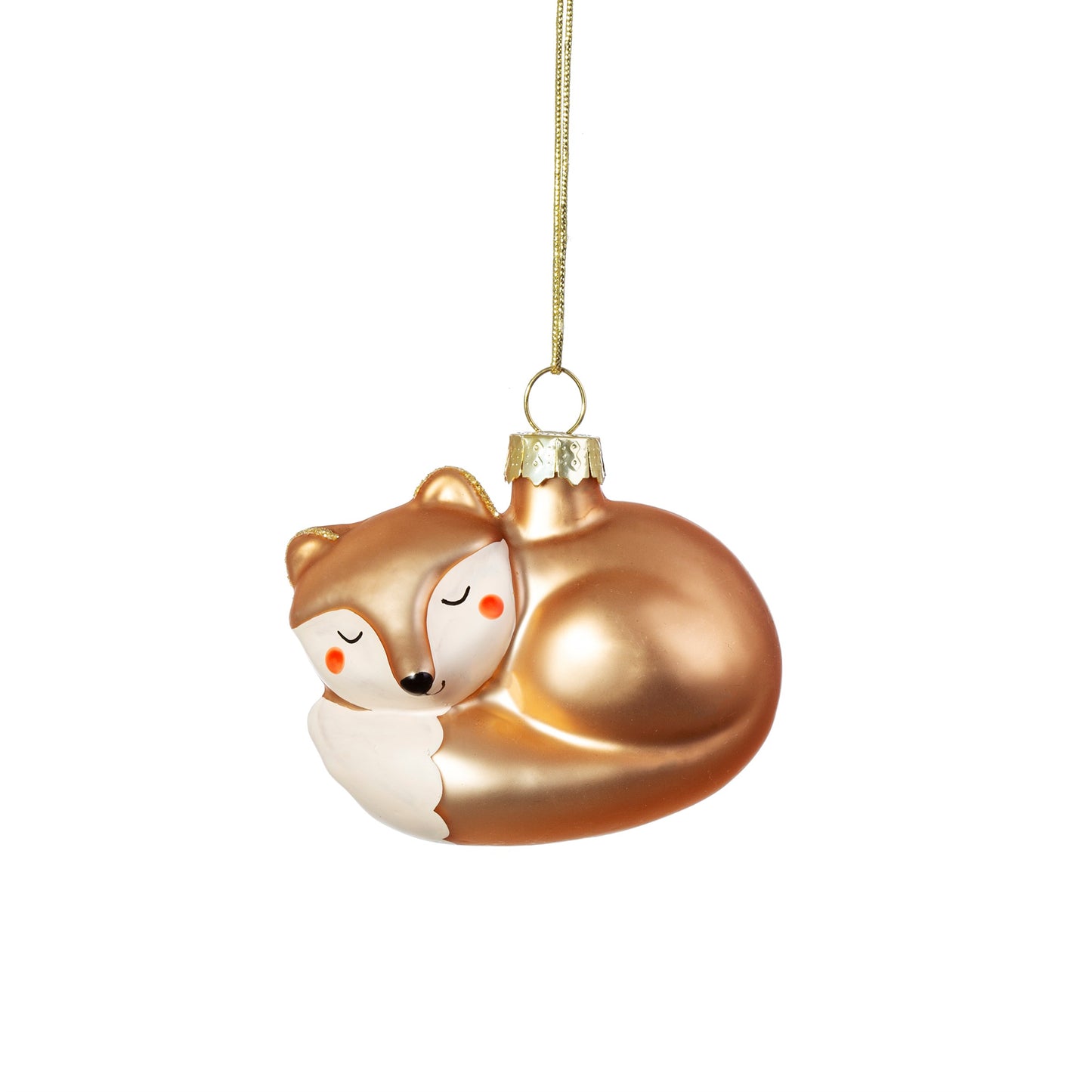 Sleeping Baby Fox Glass Christmas Tree Decoration