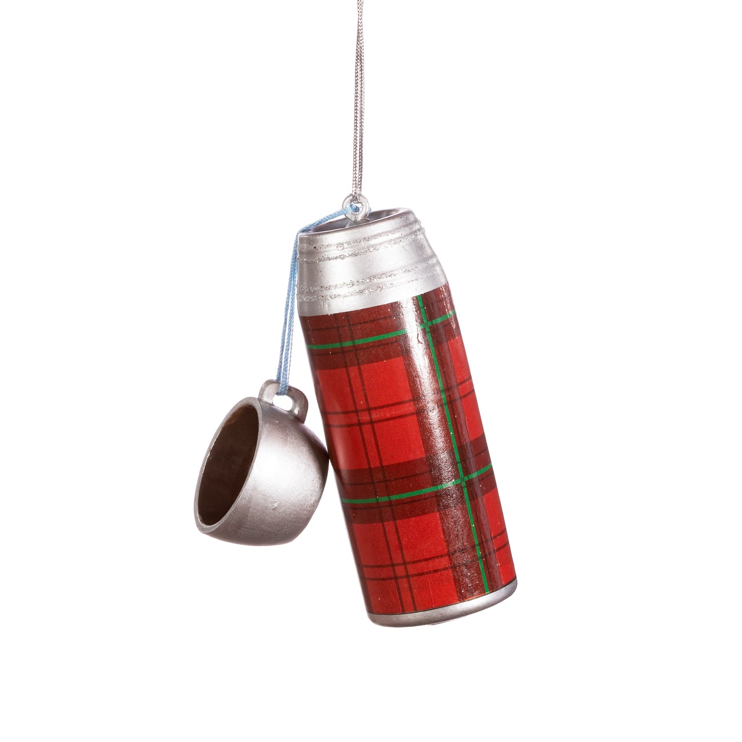 Red Green Tartan Flask Glass Christmas Tree Decoration