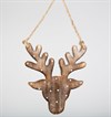 Festive wooden hanging deer head decoration for decorating the house or the Christmas tree