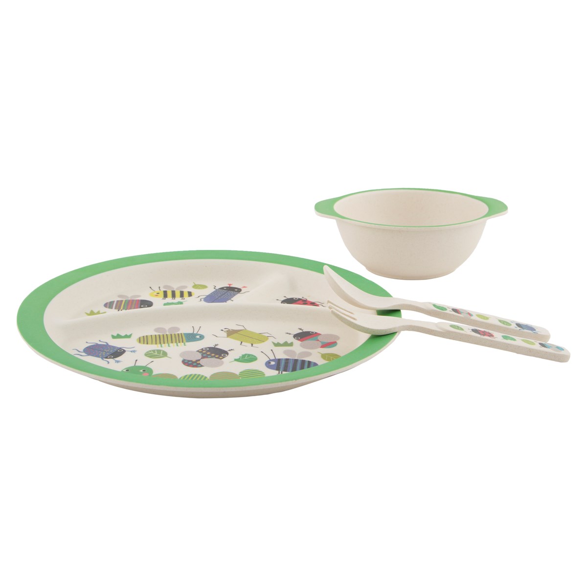 Explore nature with this gorgeous bamboo bowl featuring a fun 'busy bugs' design.