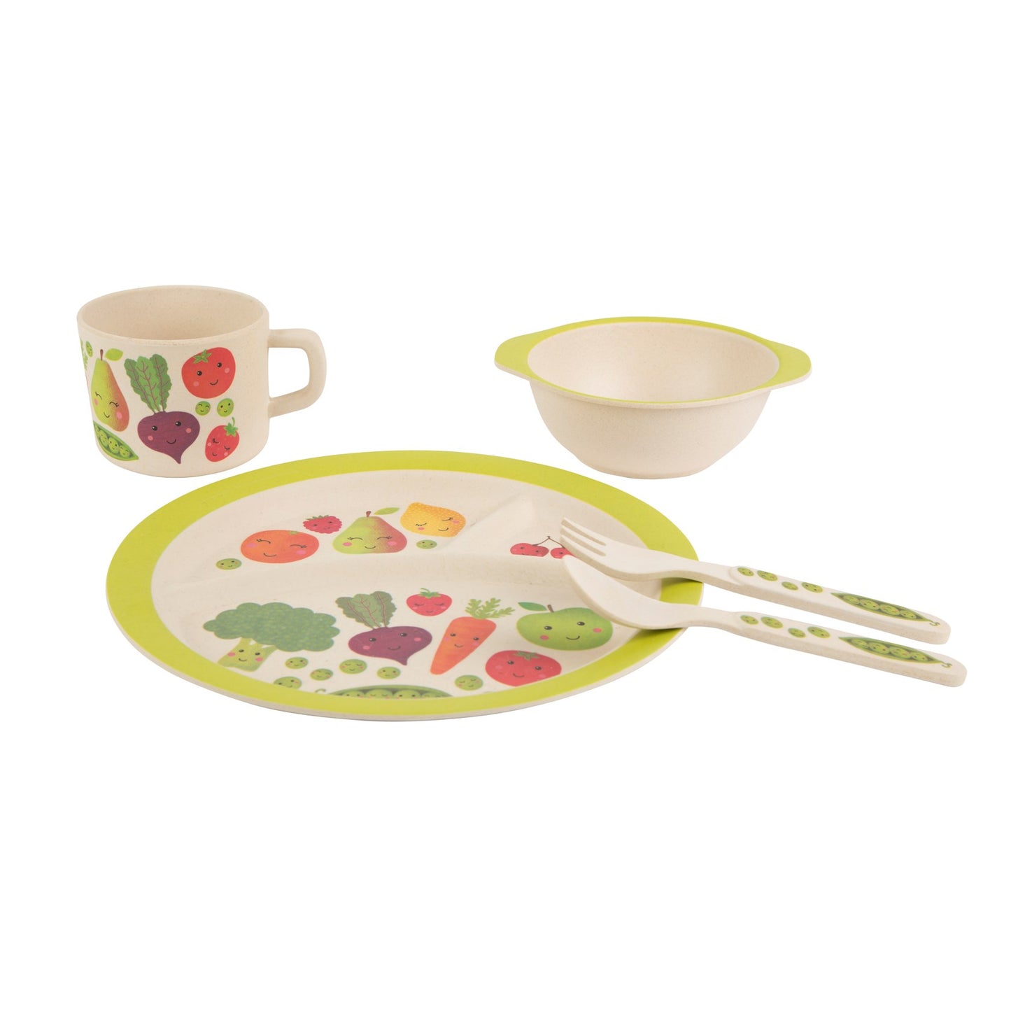 Stay healthy with this gorgeous bamboo mug featuring fun vegetable and fruit characters.