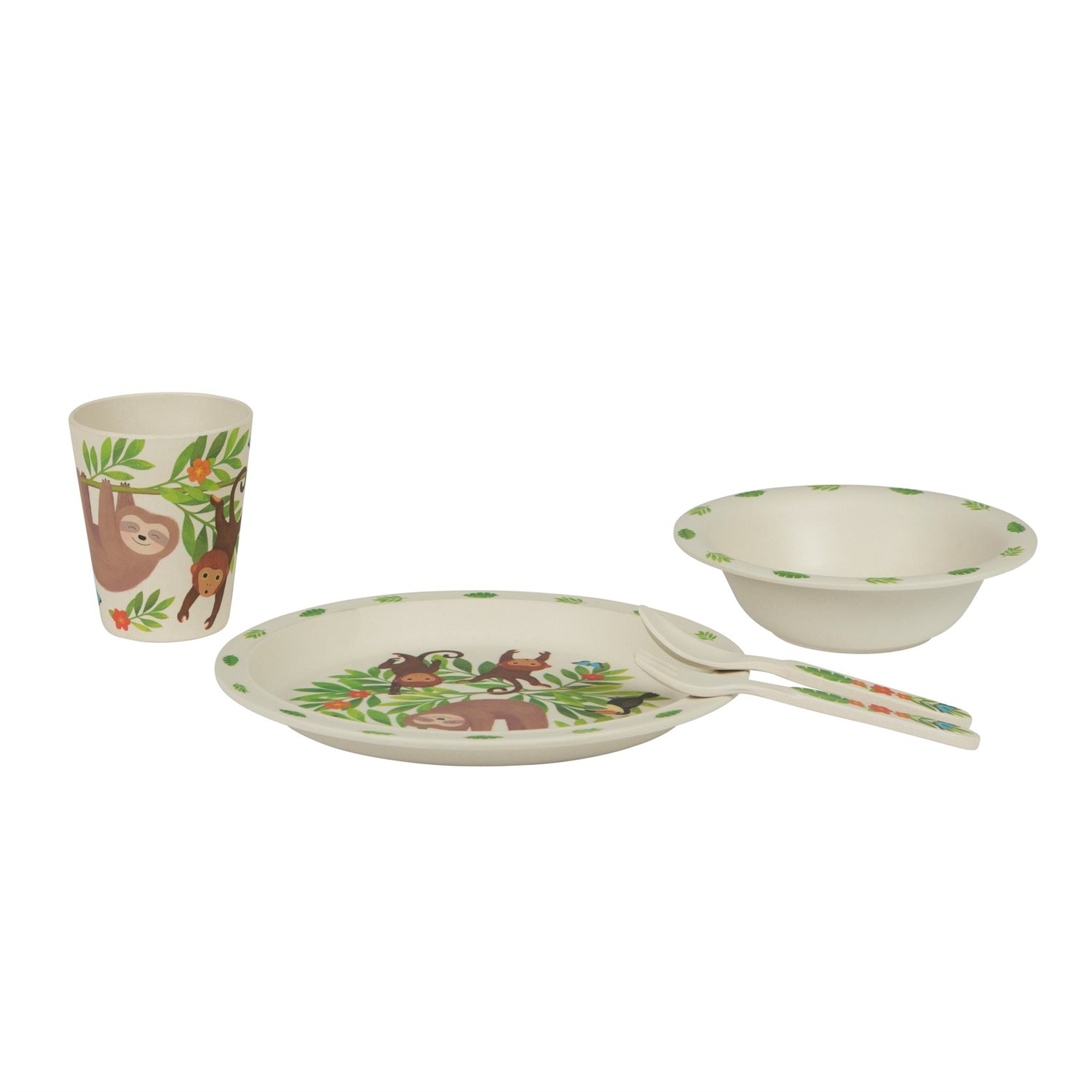 Chill out with Sloth and his friends with this bamboo tableware and cutlery set featuring gorgeous jungle scenes.