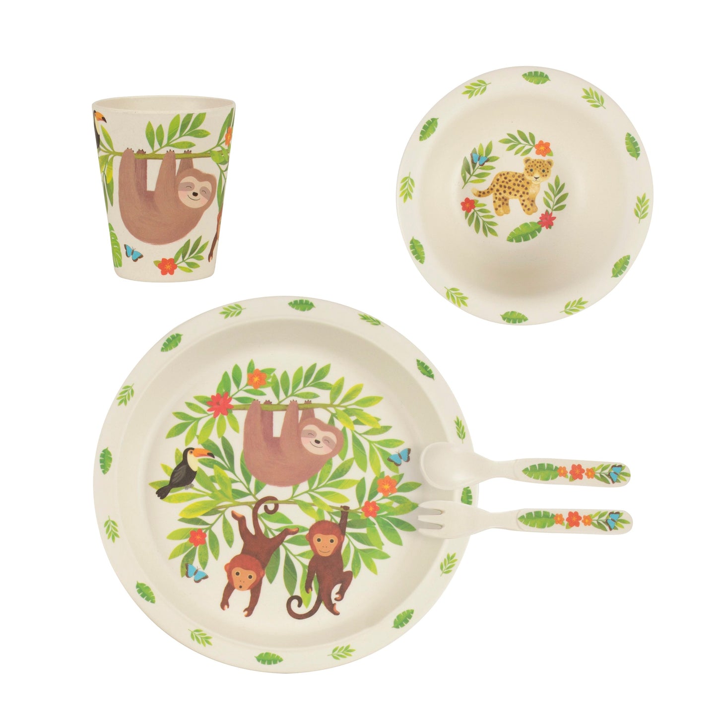 Chill out with Sloth and his friends with this bamboo tableware and cutlery set featuring gorgeous jungle scenes.