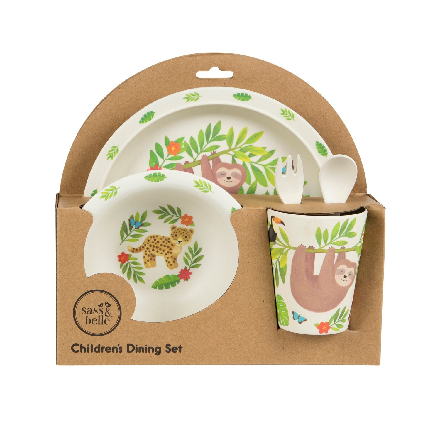 Chill out with Sloth and his friends with this bamboo tableware and cutlery set featuring gorgeous jungle scenes.