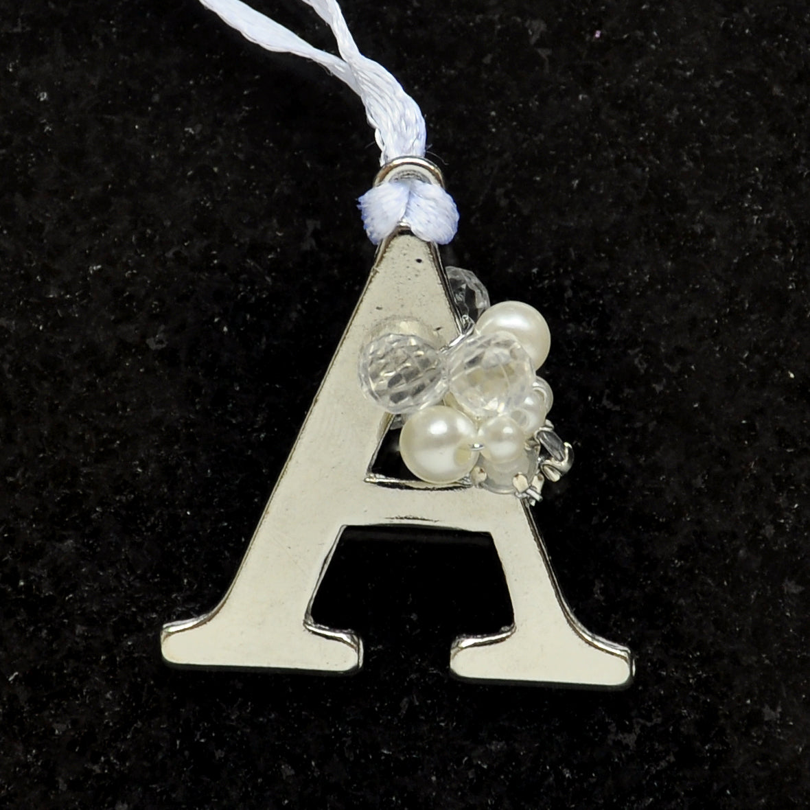 Alphabet Letter Silver Jewelled Tree Decorations for Christmas Trees
