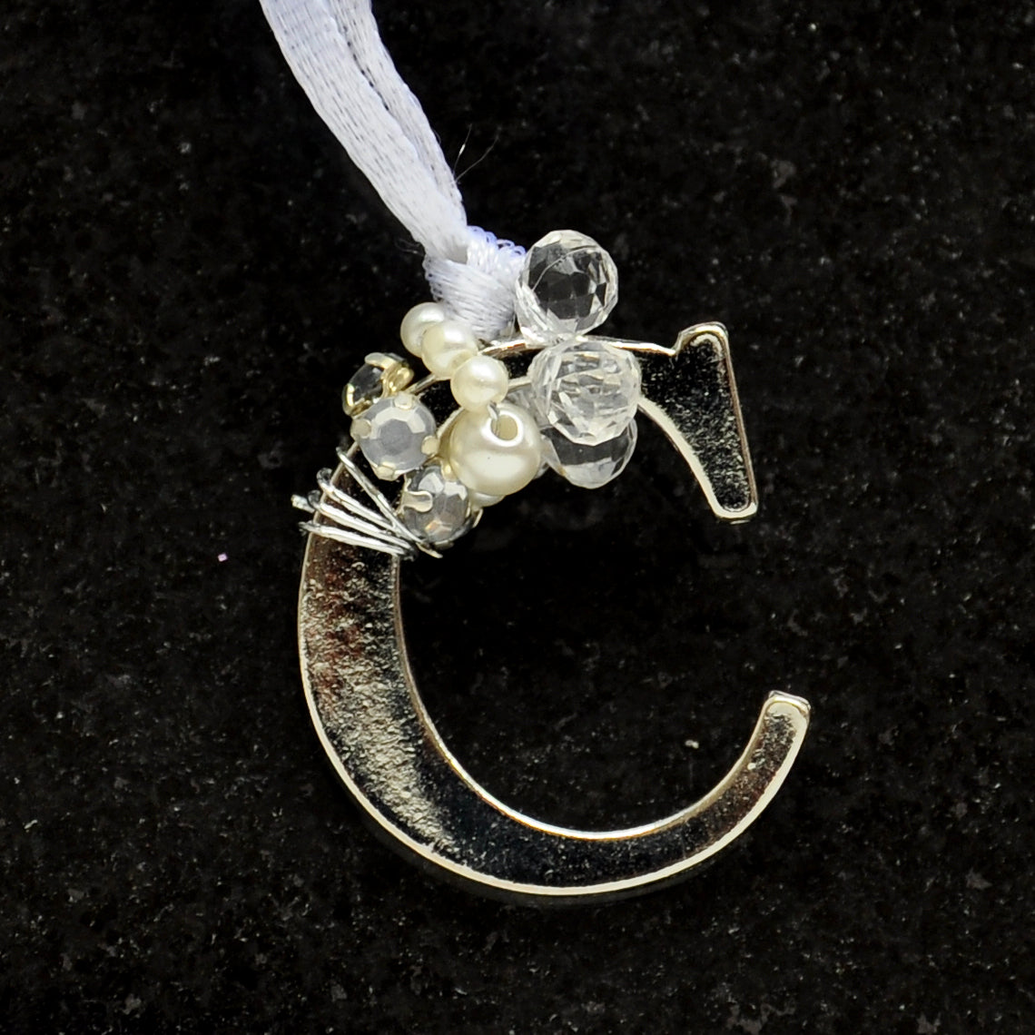 Alphabet Letter Silver Jewelled Tree Decorations