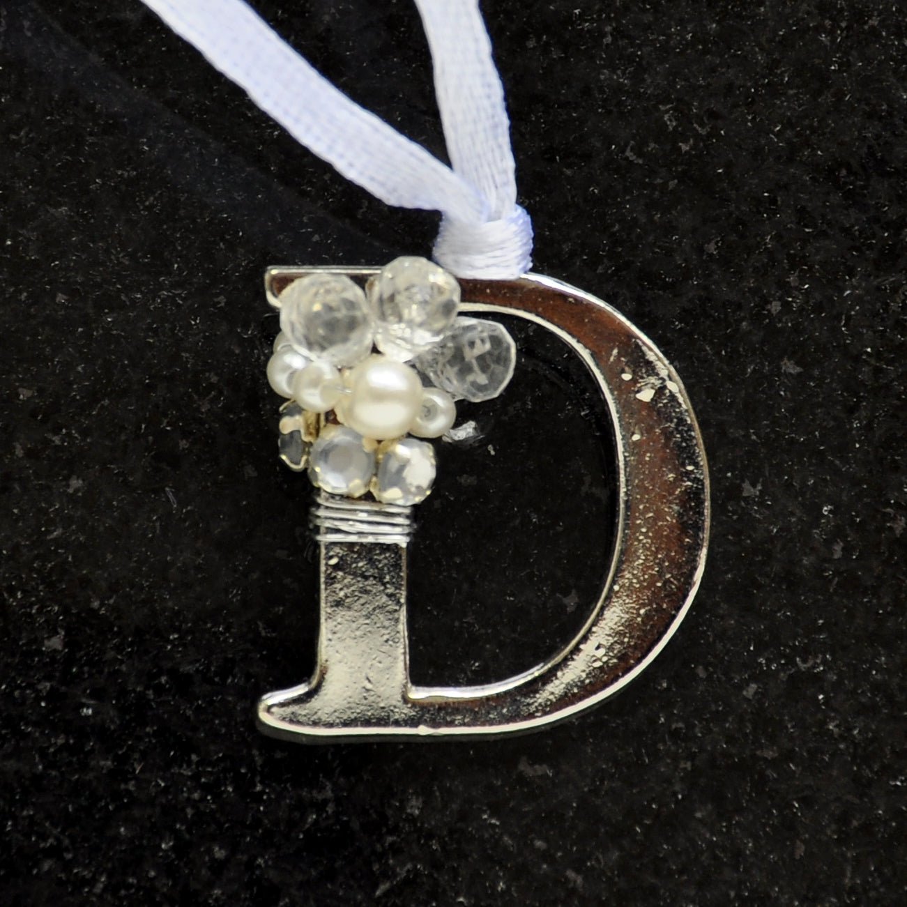 Alphabet Letter Silver Jewelled Tree Decorations
