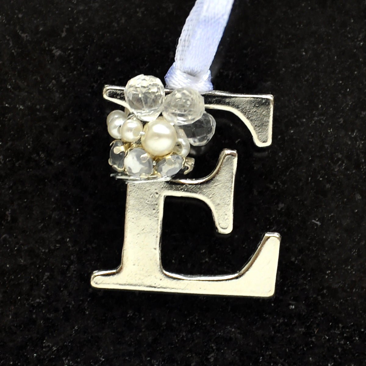 Alphabet Letter Silver Jewelled Tree Decorations
