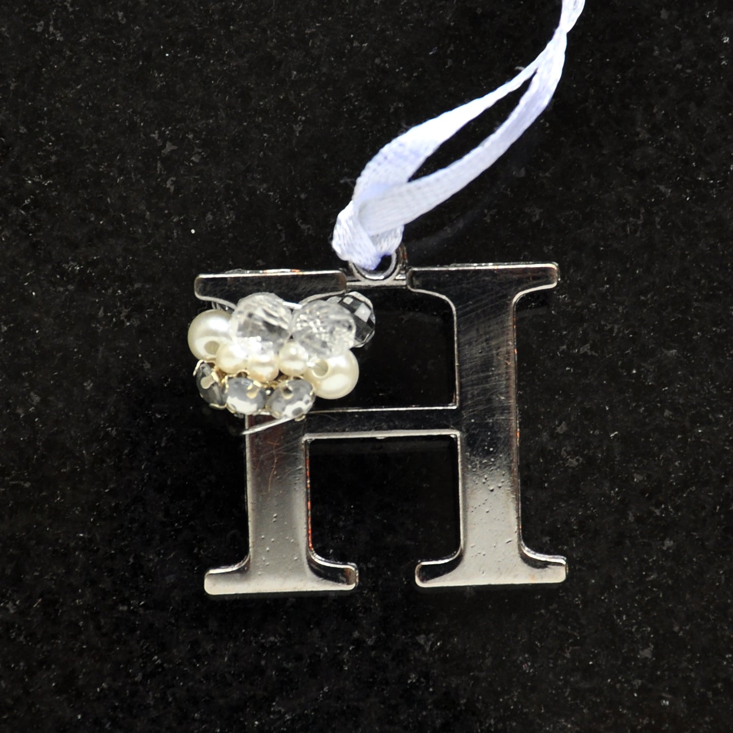 Alphabet Letter Silver Jewelled Tree Decorations