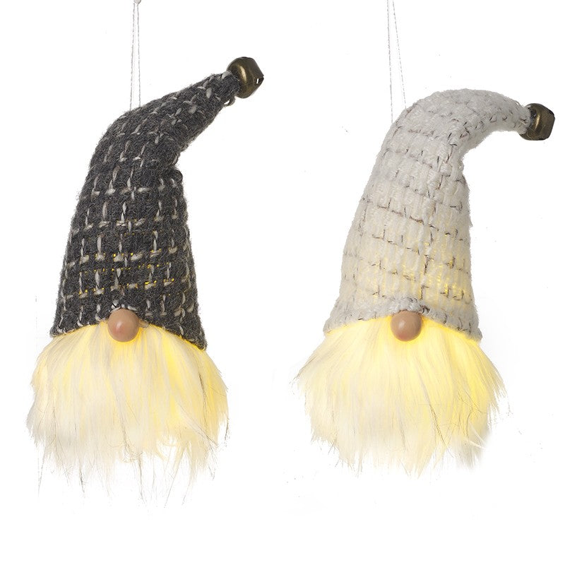 Light up Gonks Christmas Tree Decorations (Black & White Hats)