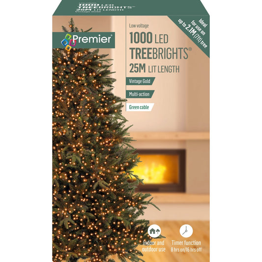 1000 Vintage Gold Treebright LED String Indoor & Outdoor Lights for 7ft Tree (25m)