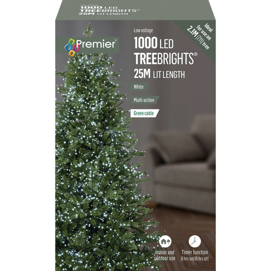 1000 White Treebright LED String Indoor & Outdoor Lights for 7ft Tree (25m)