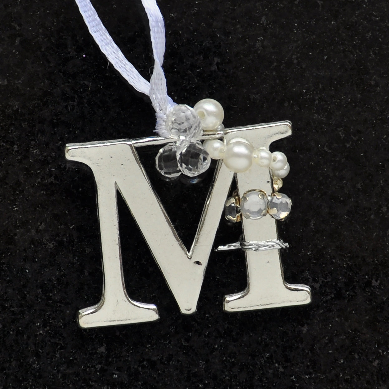 Alphabet Letter Silver Jewelled Tree Decorations