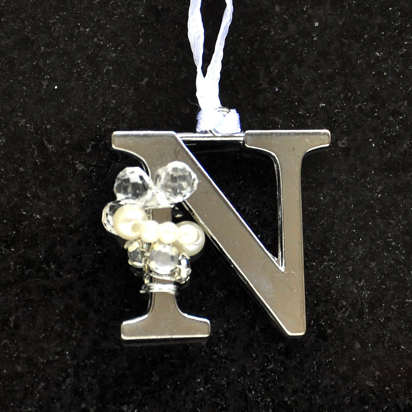 Alphabet Letter Silver Jewelled Tree Decorations