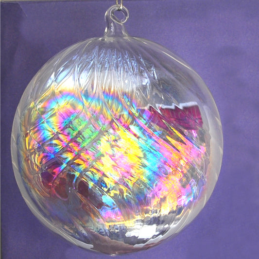 Iridescent Large Flat Glass Bauble Christmas Decoration
