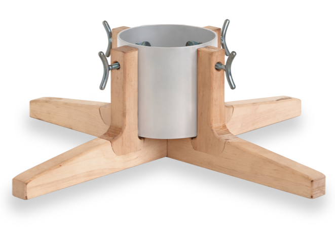 Rustic White Christmas Tree Nest is suitable for trees up to 8.5ft in height. Made from natural wood and powder coated metal.