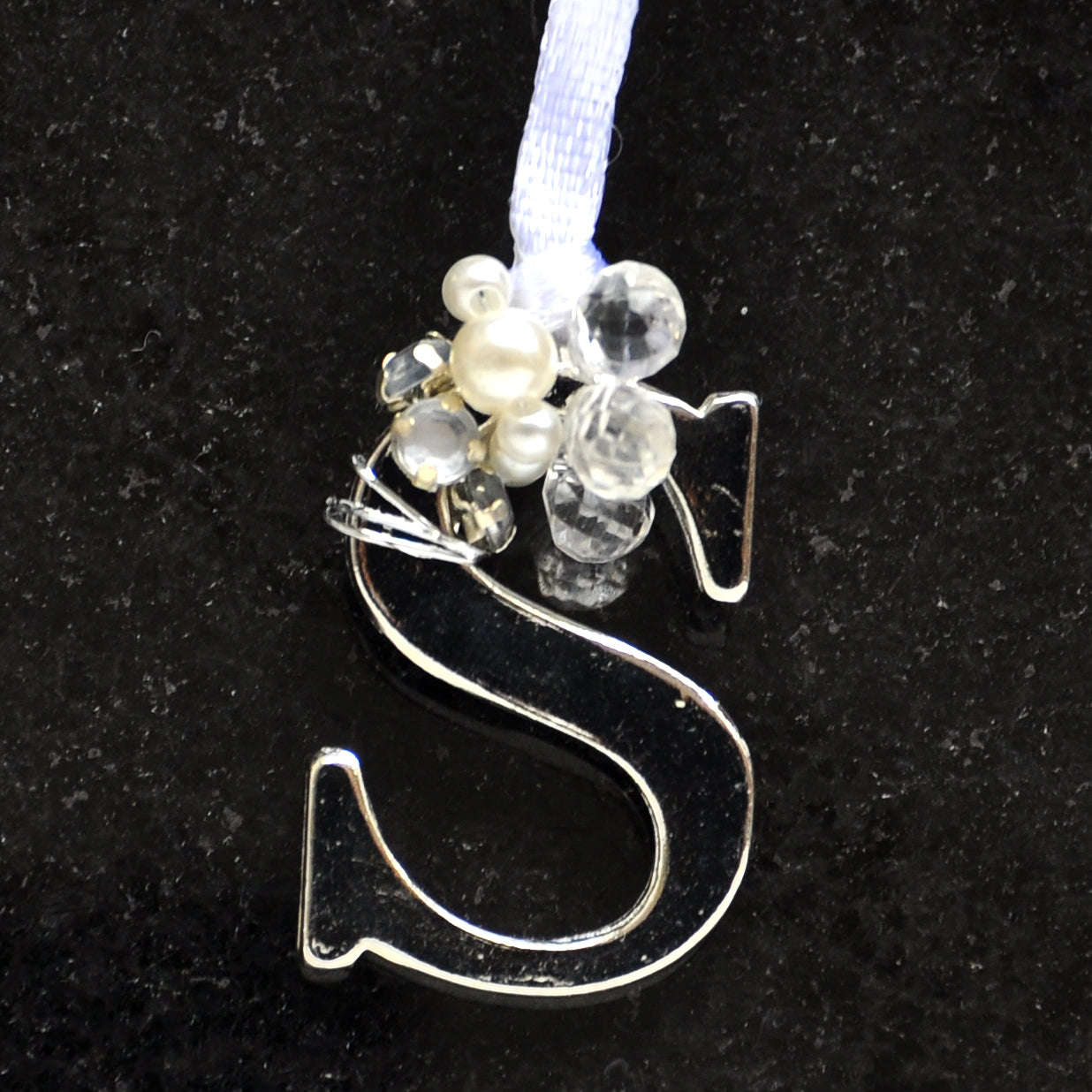 Alphabet Letter Silver Jewelled Tree Decorations