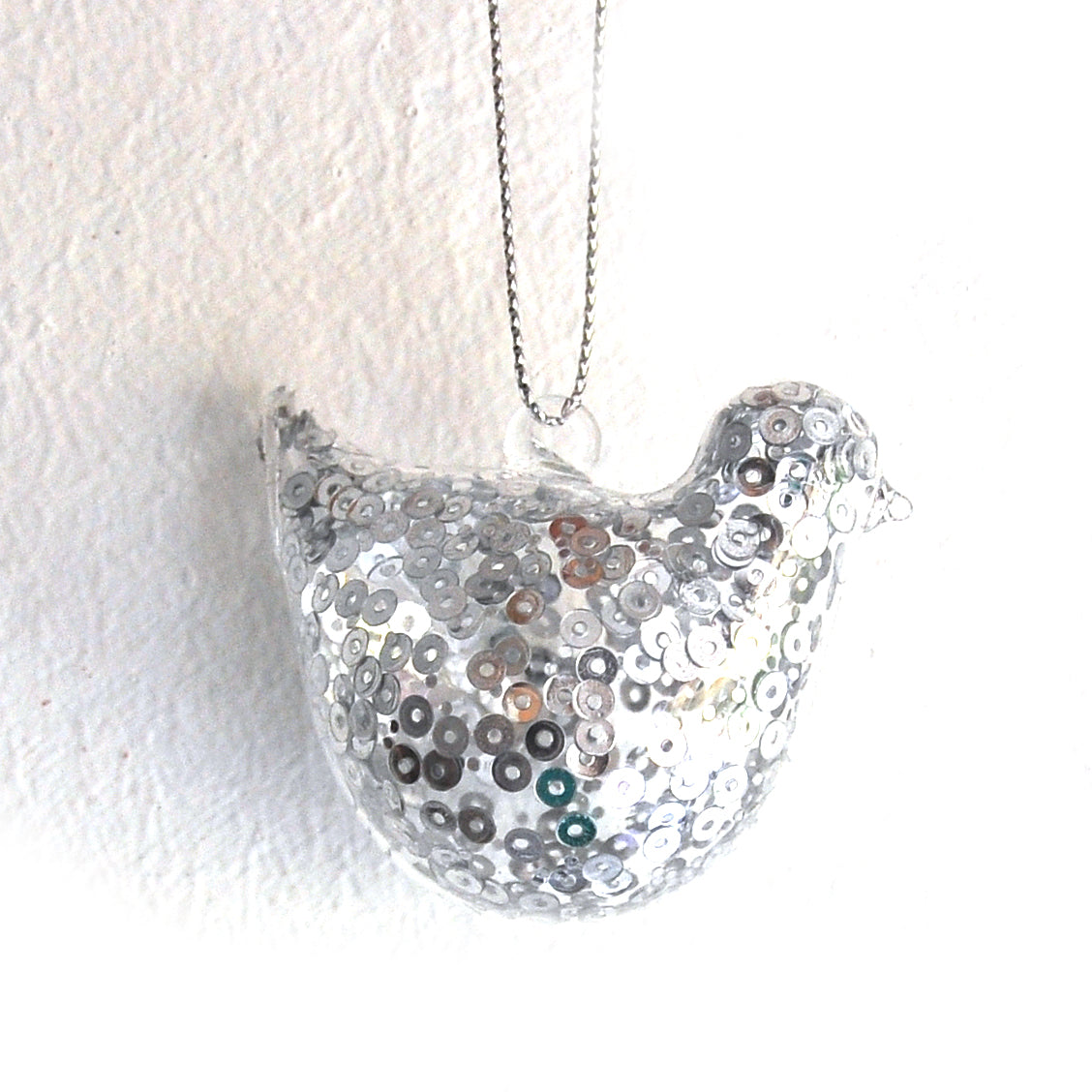 Glitter Bird Glass  Hanging Tree Decoration for Christmas Trees