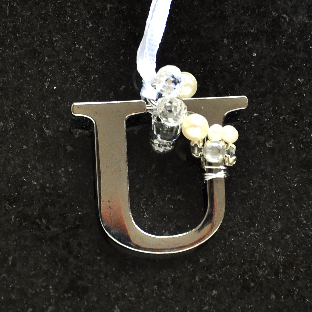 Alphabet Letter Silver Jewelled Tree Decorations